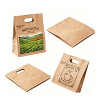 Lebensmittelverpackungen und Tee-Verpackungen Braune Kraftpapiertüten Einkaufs- und Liefertüten mit Griffen