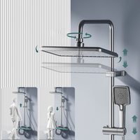Système de douche mural de luxe à affichage numérique LED, 4 fonctions, avec touches de piano, finition électroplaquée, ensemble mitigeur de pluie pour salle de bain d'hôtel