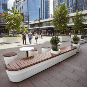 GRC Outdoor Furniture <b>Table</b> Bench <b>Set</b> for Commercial Patio Park & Hotel Lobby-Modern Design Durable Seating - Product Image 4