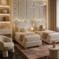 Lit double moderne européen de luxe, rembourré, en tissu velours, taille standard, pour chambre d'enfant, meubles de chambre
