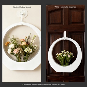 Vaso <span class=keywords><strong>da</strong></span> Parete Rotondo <span class=keywords><strong>in</strong></span> <span class=keywords><strong>Plastica</strong></span> Nera Leggera, Design Art Déco, per Decorazione Casa e Esposizione di Fiori Secchi - Product Image 2