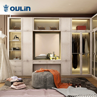 Placard de chambre en bois massif, armoire, meuble avec coiffeuse