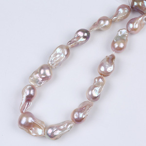 Cadena de Perlas Barrocas de Agua Dulce Naturales de 15-18 mm, Blancas y Moradas, Semiterminadas, para Collar DIY con Perlas Sueltas - Product Image 5