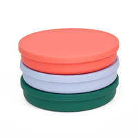 Assiette en silicone pour bébé et enfant en bas âge, alimentation anti-déversement, assiette sans Bpa, assiette en silicone avec couvercle