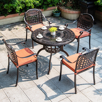 Ensemble de meubles de patio en aluminium moulé de 7 pièces, table en métal pour jardin, ensemble de meubles KD, chaise de salle à manger d'extérieur, table de balcon
