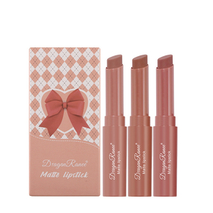 Dragon Ranee Super Stay 12 colores lápiz labial mate de larga duración mate Bowknot impermeable 3 uds conjunto de lápiz labial de terciopelo desnudo - Product Image 6
