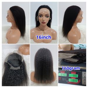 Promoción de $24: Pelucas Naturales Yaki, Pelucas Bob con Frente de Encaje 13x4, Pelucas Afro de Cabello Humano 100% Liso Rizado de 12, 14 y 16 Pulgadas - Product Image 5