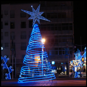 New year metal <b>red</b> ribbon star spiral <b>light</b> Christmas tree outdoor <b>light</b> for Christmas tree - Product Image 1