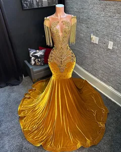 Gaun Prom Maxi wanita berlian imitasi merek mewah gaun Prom Formal malam bermanik berat 2024 gaun pesta dansa elegan wanita
