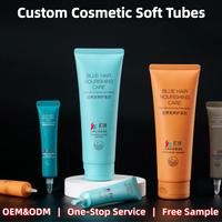 Tube souple PE mat bleu clair avec bouchon à clapet pour nettoyant capillaire, soin nourrissant pour les cheveux, shampoing, emballage cosmétique vide 120g