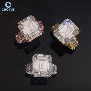 Gold Plated Moissanite Fully Band Iced Out Solid Sterling <b>Silver</b> 925 Hip Hop Jewelry VVS <b>Emerald</b> Moissanite Diamond Band <b>Ring</b> - Product Image 1