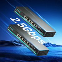 Conmutador Ethernet SAMZHE 2.5G con 10G SFP+ 5*2.5G RJ45 + 2*10G SFP Puertos, Capacidad de Conmutación de 60Gbps para Redes Domésticas/de Oficina