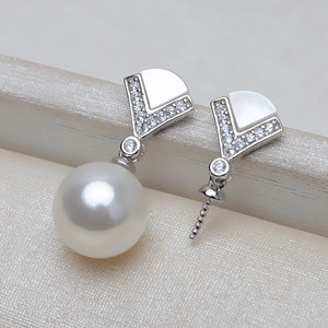Accesorios de Plata S925 para DIY, Pendientes en Forma de V Estilo Europeo Americano, Cuentas Huecas de Perla de 7-12 mm, Versión Coreana, Fornituras de Joyería Femenina - Product Image 3