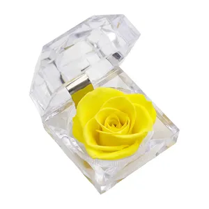 Cadeau de la Saint-Valentin : Bague <span class=keywords><strong>avec</strong></span> <span class=keywords><strong>rose</strong></span> éternelle – Vente flash usine, petite boîte à bague en acrylique (Rouge/<span class=keywords><strong>rose</strong></span> éternel) - Product Image 6
