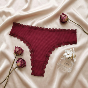 Tangas de algodón acanalado para mujer, de talle bajo, suaves y elásticas, tallas grandes, ropa interior cómoda para mujer, bragas tipo G-string al por mayor - Product Image 2