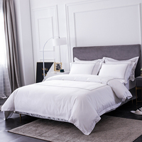 Parure de lit de luxe 100 % coton pour hôtel 5 étoiles, drap blanc, housse de couette brodée, vente en gros