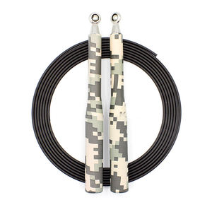 十字健身专业彩色涂层钢丝可调迷彩铝长柄跳绳 - Product Image 1