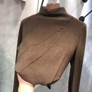 Neue Herbst Frauen Langarm Einfarbig Rollkragen Dünnes Hemd Weibliche doppelseitige Samt Dicke Warme Bluse Schlank Tops elegante - Product Image 3