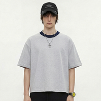 T-shirts courts amples en coton 305 grammes, col contrastant, séchage rapide, antibactériens, impression personnalisée, manches courtes, vente en gros