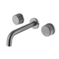 Robinet de lavabo mural pour salle de bain avec deux boutons de commande, bec long. Robinet de lavabo moderne avec poignée antidérapante