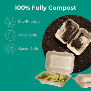 กล่องอาหารจากชานอ้อย ทนความร้อน ใช้กับไมโครเวฟได้ เป็นมิตรกับสิ่งแวดล้อม กล่องอาหารแบบฝาพับจากชานอ้อย กล่องอาหารแบบใช้แล้วทิ้ง - Product Image 2