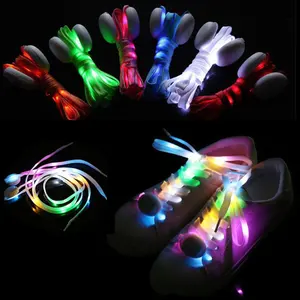 Manufacture Sport Flat Fashion Shoe Accessories Elastic White Luminous LED Light Up Shoelaces