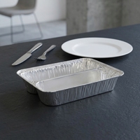 Barquette rectangulaire jetable en aluminium à double compartiment, haute capacité, épaissie, pour poisson à emporter ; Barquette de barbecue extérieure