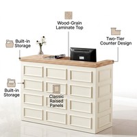 Bureau d'accueil moderne en bois de luxe discret, couleur unie mate, durable et écologique, pour hôtels et hôpitaux
