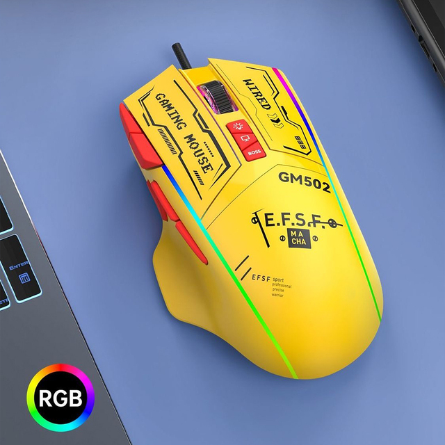 Custom RGB Wired USB Gaming Mouse 11-Keys Programmable 12800DPI Rainbow Backlight Right-handed for PC Gamers