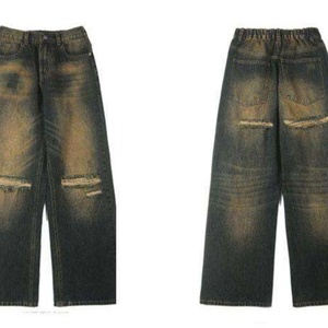 High Quality <b>Wide</b> <b>Leg</b> Baggy <b>Jeans</b> Distressed Acid Wash High Street Denim <b>Jeans</b> for <b>Men</b> - Product Image 5