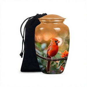Vente chaude Grande Urne Adulte De Crémation D'oiseau Cardinal En Aluminium Pour Cendres Humaines Urne Décorative Pleine Taille Avec Sac De Velours Gratuit - Product Image 1