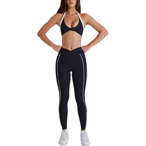 Sous Lulu Short de yoga taille haute pour soulever les hanches Pantalon long Cross-Border Color-Block Twist Solid Sports Bra Front for Running Yoga - Product Image 5