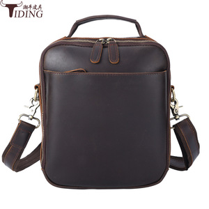 Tiding Men's Crossbody <b>Bag</b> Genuine Leather Dark Brown Durable Everyday Use - Product Image 5
