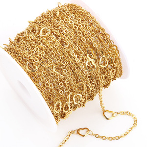 Chaîne en acier inoxydable en forme de cœur plaquée or pour la fabrication de colliers, accessoires de bijouterie, couleur 18k, résistante au décolorissement H1257 - Product Image 5