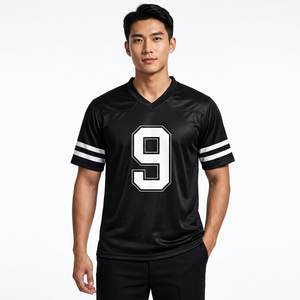 เสื้อฟุตบอลอเมริกันเยาวชนแบบกำหนดเอง ชุดทีมกีฬา แขนสั้น ระบายอากาศ แห้งเร็ว คอวี เสื้อแข่งขันประสิทธิภาพสูง - Product Image 3