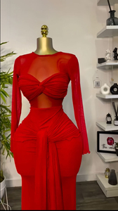 Kadın 2025 yeni düz renk uzun kollu yuvarlak boyun Wrap göğüs sıkı mizaç uzun elbise bayanlar parti kokteyl Maxi elbise - Product Image 3