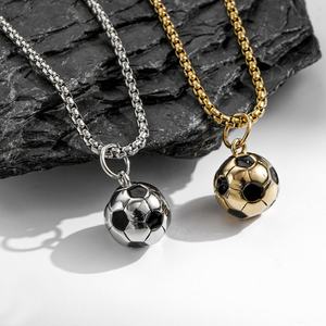 Collana con Ciondolo a Forma <span class=keywords><strong>di</strong></span> Pallone da <span class=keywords><strong>Calcio</strong></span> in Acciaio Inossidabile, Design Personalizzato Impermeabile, Gioielli alla Moda per Regali e Feste - Product Image 2