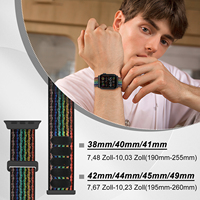 Bracelet de montre velcro à double section à boucle réglable pour Apple Watch Bracelet de montre en nylon sport respirant coloré