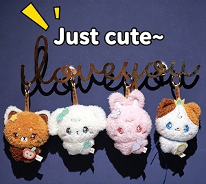 Ensemble de porte-clés en peluche animaux de dessin animé mignons, breloques de sac moelleuses Kawaii, pendentifs en peluche pour filles, enfants, sacs <span class=keywords><strong>à</strong></span> dos et sacs <span class=keywords><strong>à</strong></span> main - Product Image 2