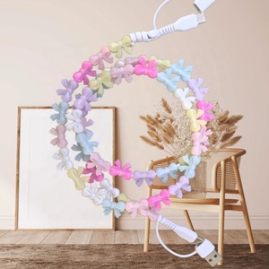 Chargeur de téléphone Type-C créatif DIY avec perles en forme de cœur, d'étoile et de nœud, coloré, en matériaux PVC/ABS/TPE pour ordinateur et téléphone portable - Product Image 2