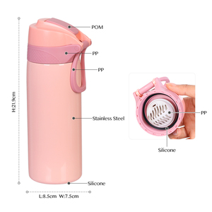<span class=keywords><strong>Bouteille</strong></span> d'eau moderne en acier inoxydable 304 sans BPA, compatible lave-vaisselle, avec couvercle rabattable pour enfants, école et camping - Product Image 2