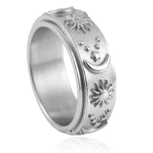 Men's Titanium Steel Rotating Sun <b>Moon</b> Stars <b>Ring</b> Geometric Design Gift Jewelry 24 - Product Image 3