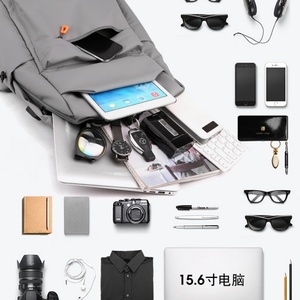 Factory Customized Logo Unisex Waterproof Anti-Theft Nylon Laptop <b>Backpack</b> Zipper Arcuate Shoulder <b>Strap</b> USB Charging Port - Product Image 5