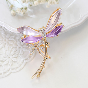 Pince à cheveux Qian Jin pour <span class=keywords><strong>femme</strong></span>, en alliage, avec strass et motif libellule, 11,3 cm, pour usage quotidien - Product Image 5