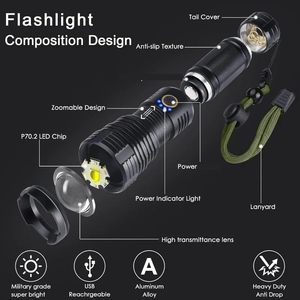 Linterna LED con Zoom USB de 1000 Lúmenes, Linterna Recargable, Foco LED de 12 Voltios, Foco de Mano - Product Image 5