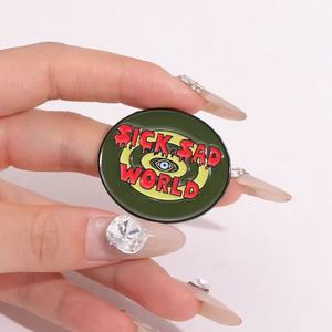 Ouvrez vos yeux sur un monde malade et triste "Broche en métal sur le thème de la dépression-Épinglette élégante pour vêtements et accessoires - Product Image 1