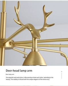 Lustre en cuivre et verre, lampe LED en forme de bois de cerf, luminaire de luxe pour salon, chambre, salle à manger, hôtel, <span class=keywords><strong>café</strong></span>, décoration, suspension de plafond - Product Image 6