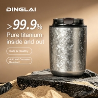 Vente en gros d'usine, logo personnalisé, tasse à café en titane pur à double paroi, isotherme, réutilisable, portable, 320 ml
