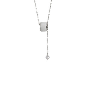 Lucky Wheel Necklace White Gold Geometric Design Bezel Setting Collarbone Chain For Women Gift Occasion - Product Image 3