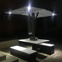 Banc de jardin intelligent extérieur en acier inoxydable étanche IP65 avec haut-parleur Bluetooth personnalisé et chargeur sans fil pour parc public